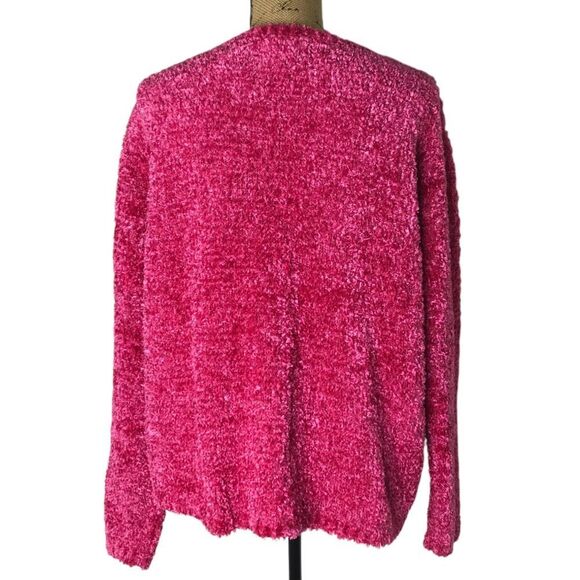 Vintage Chenille Sweater Womens Size 1X Pink Pullover Soft Polyester Knit 90s - Picture 2 of 5